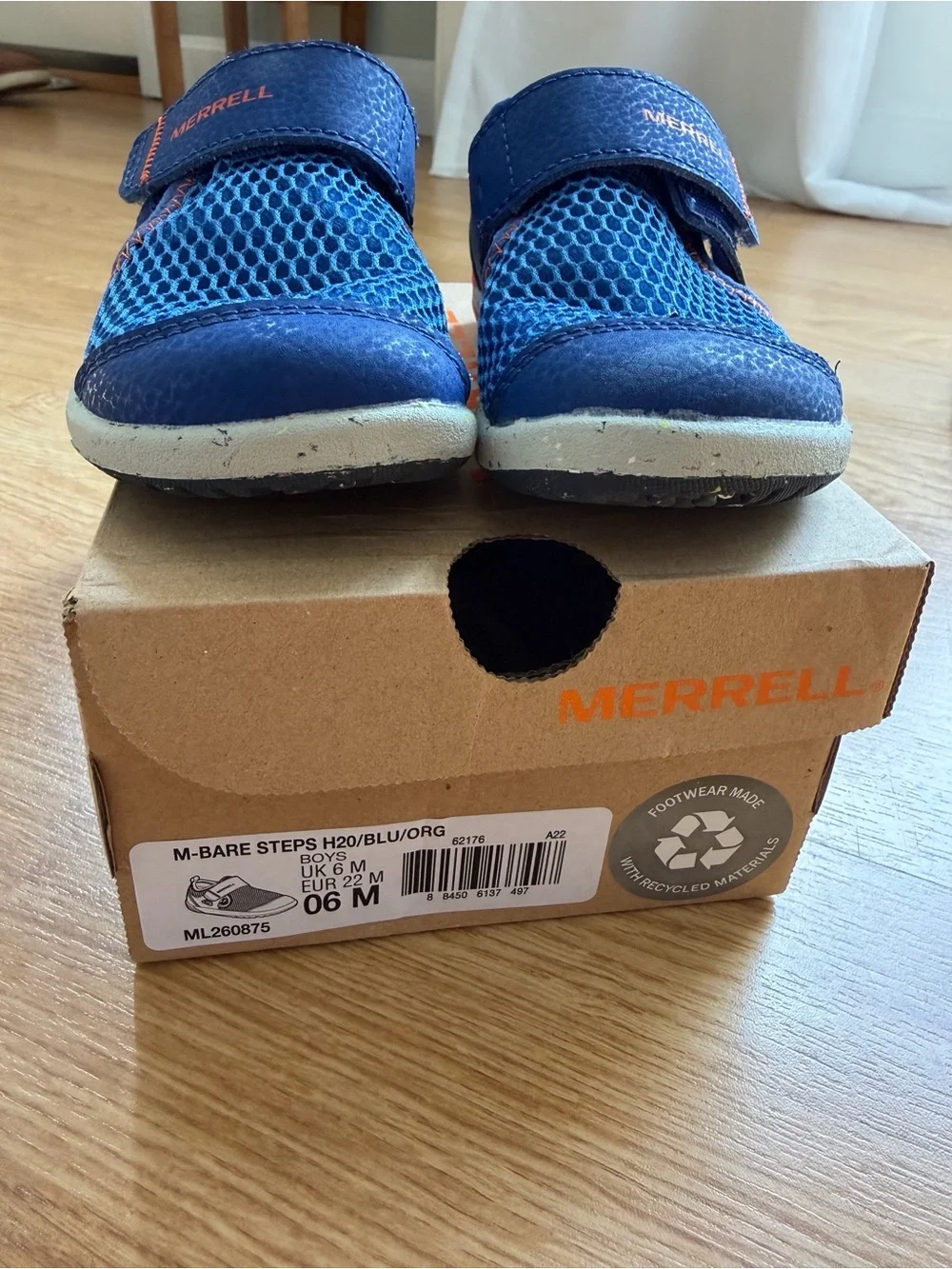 Merrell Kids' Blue Mesh Slip-On water shoe - Easy Velcro Closure
